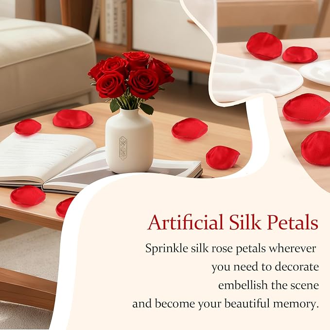 300pcs Dark Red Faux Silk Rose Petals - Image 2
