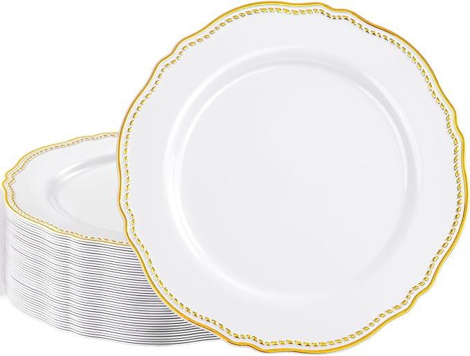 Hioasis 60pcs Gold Plastic Plates by Hioasis