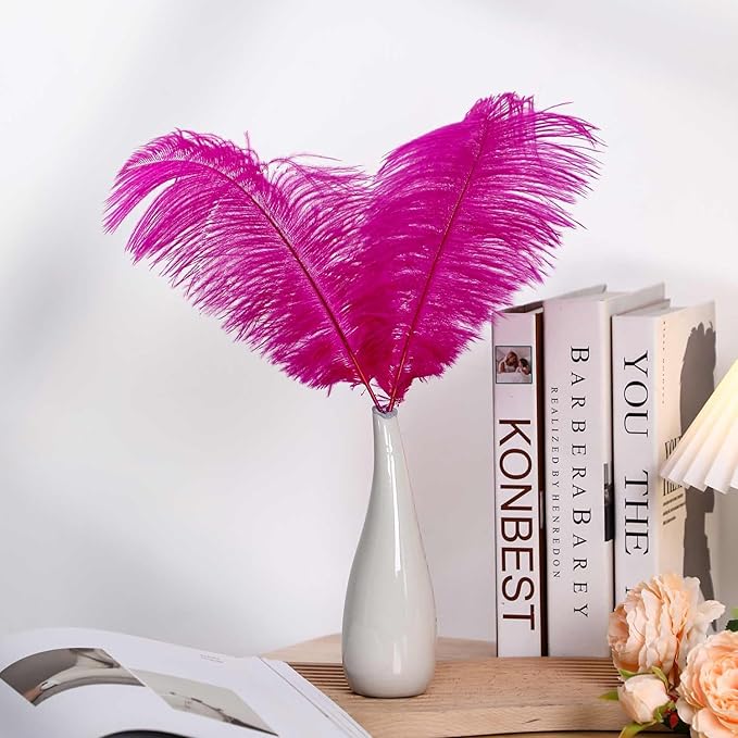 YAKRUNA 30PCS Hot Pink Ostrich Feathers Bulk 12-14 Inches - Image 4