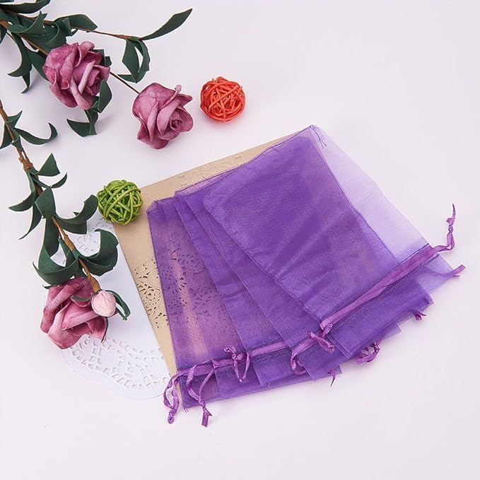 Wudygirl 100pcs Sheer Organza Bags 5‘’x7‘’ Purple Drawstring Packages License - Image 4