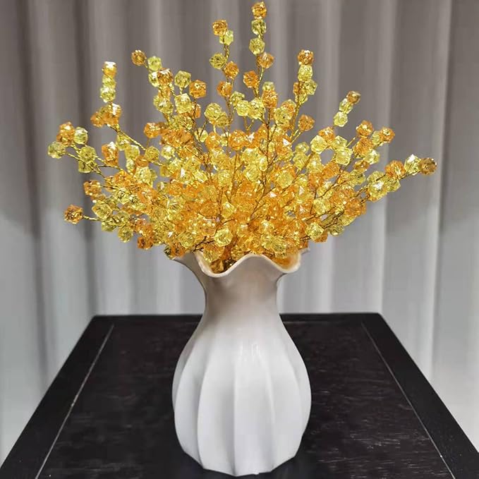 16PCS Crystal Artificial Flowers Bouquets Handmade Acrylic Flower Branches Fake by SWEXURY