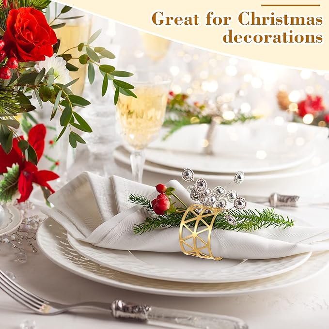 Bokon 50 Pcs Gold Napkin Rings Metal Leaf Napkin Holders Delicate Rings Bulk - Image 5