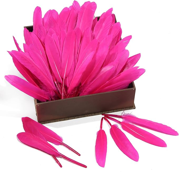 FeelfunFeather 120pcs Hot Pink Goose Cochettes Feather Natural Bulk 4-6 inch - Image 4