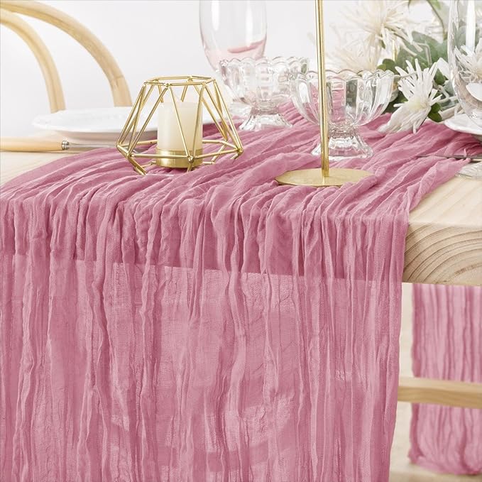 MLMW 2 Pack Mauve Cheesecloth Table Runner Boho Gauze Rustic Cheese Cloth Table by MLMW