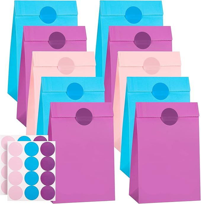 Cooraby 30 Pieces 5.1 x 3.1 x 9.4 Inches Colorful Kraft Paper Bags by Cooraby