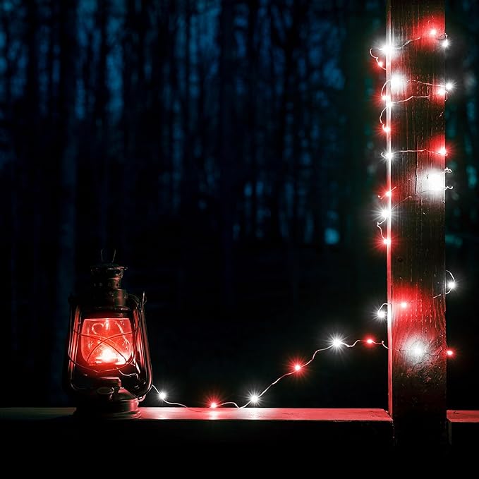 Red and White Bttery Operated Christmas Lights, 4 Pack Fairy Lights Battery - Image 2