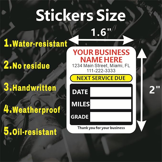 Custom Oil Change Stickers - Image 8