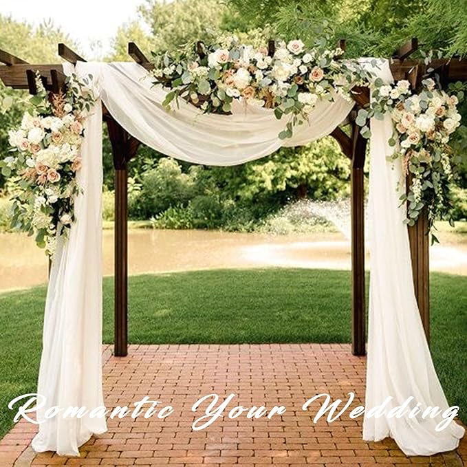 Wedding Arch Draping Fabric 4 Panels 20Ft length x 28" width Ivory Arch Drapes - Image 8