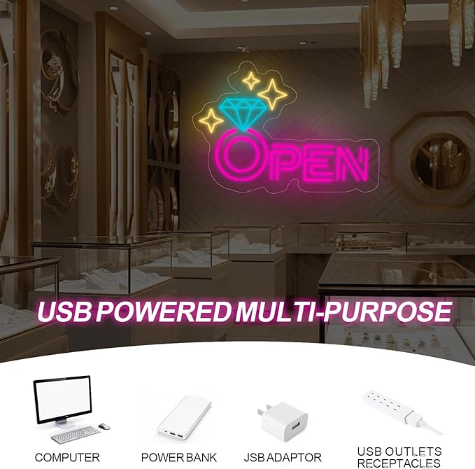 Diamond Open Indoor Neon Sign For Jewelry Store Custom Led Neon Sign Business - Image 6
