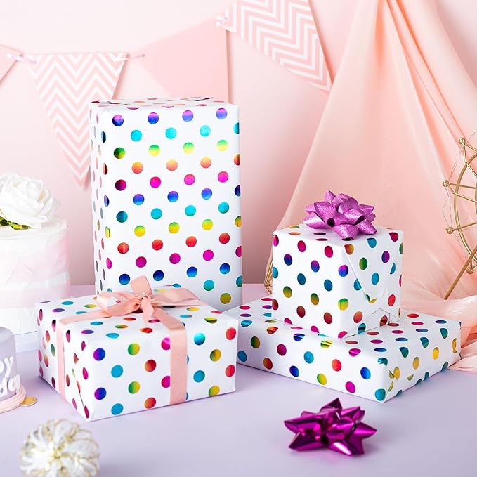 Yarcony Colorful Polka Dot Wrapping Paper Mini Roll, Gift Wrapping Paper - Image 7