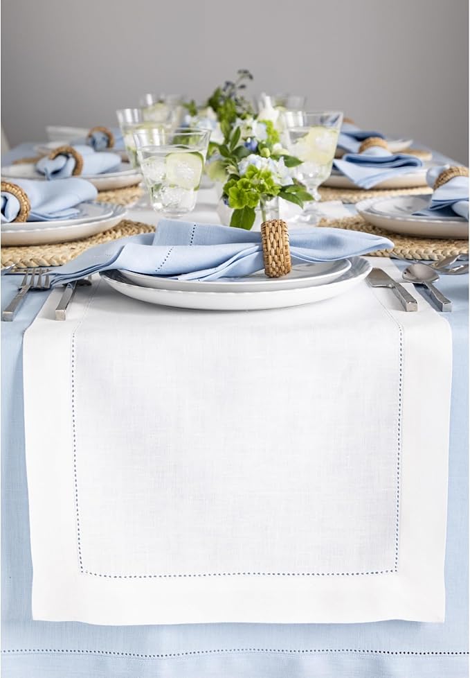Solino Home Linen White Table Runner 48 Inches by SolinoHome