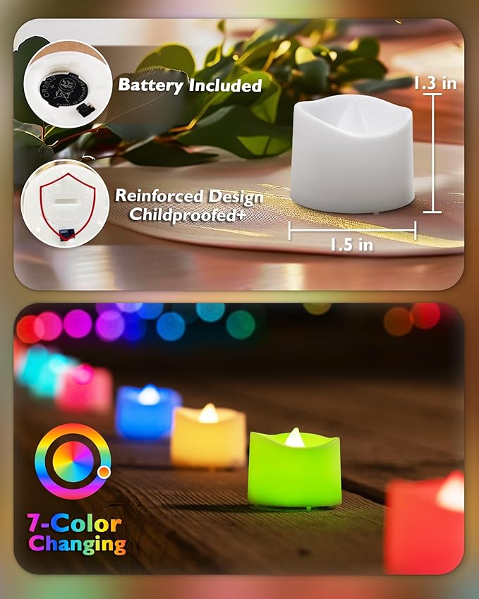 Homemory Multi Color Changing Tea Lights Battery Operated, 7-Color Changing LED - Image 2