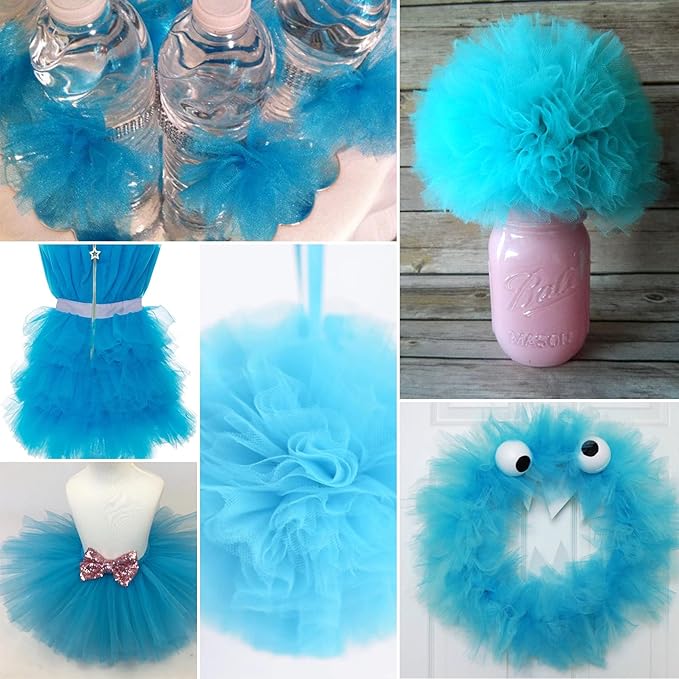 Light Blue Tulle Fabric Rolls 54 Inch by 40 Yards Tulle Bolt Spool - Image 4