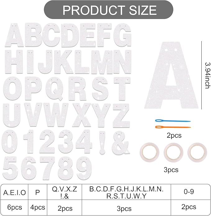BEISHIDA 116 PCS Glitter Color White DIY Letter Banner Kit Make Your Own - Image 3
