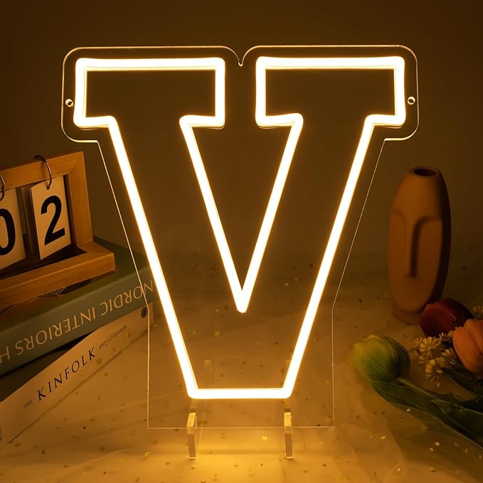 Light Up Letters V, Led Marquee Letter Lights Neon Sign, 13.7" Height by MissAudrey