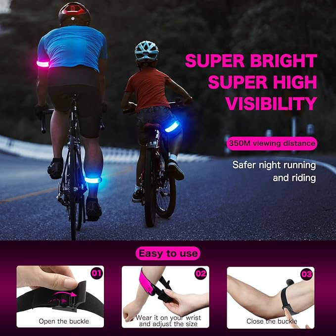 LED Armband Running USB Rechargeable, High Visibility Wristband - Image 4