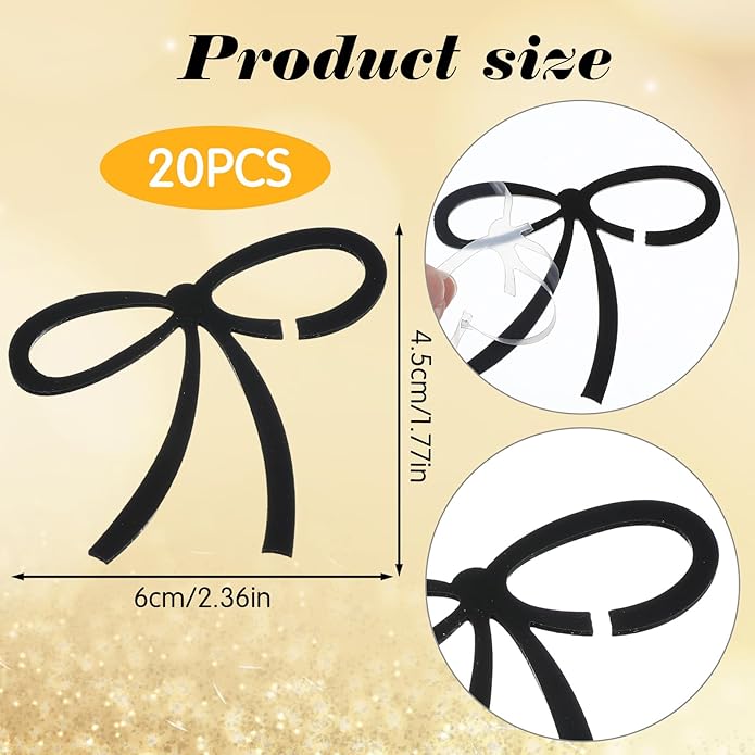 20 Pcs Bows for Champagne Glasses, Acrylic Drink Tags, Bows Drink Charms - Image 2
