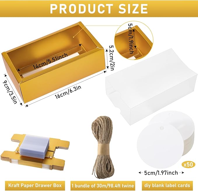 Roowest 50 Sets Kraft Soap Boxes Rectangle Packaging Box - Image 2