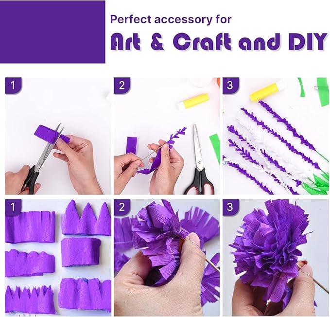 PartyWoo Crepe Paper Streamers 4 Rolls 328ft, Pack of Shades of Purple Crepe - Image 4