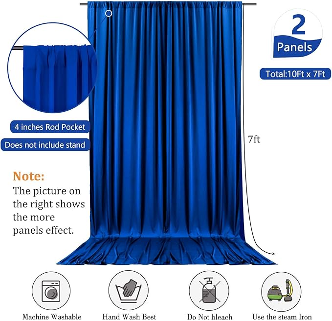 10 x 7 Feet Blue Backdrop Curtain - Image 2
