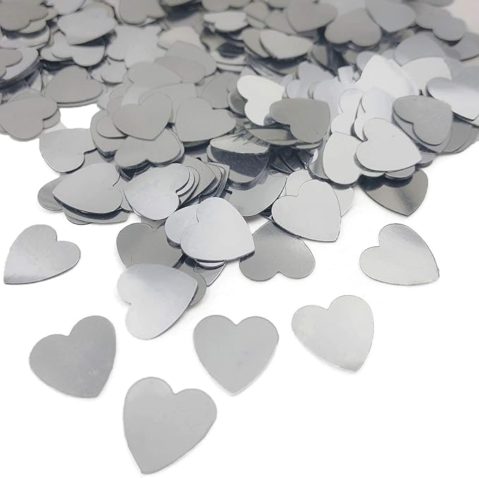 Heart Confetti Valentine's Day Silver Table Confetti Metallic Foil - Image 5