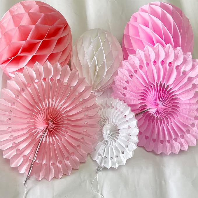 12pcs 6'' 8'' Honeycomb Balls Tissue Paper Fans Party Honeycomb Ball Fans - Image 4