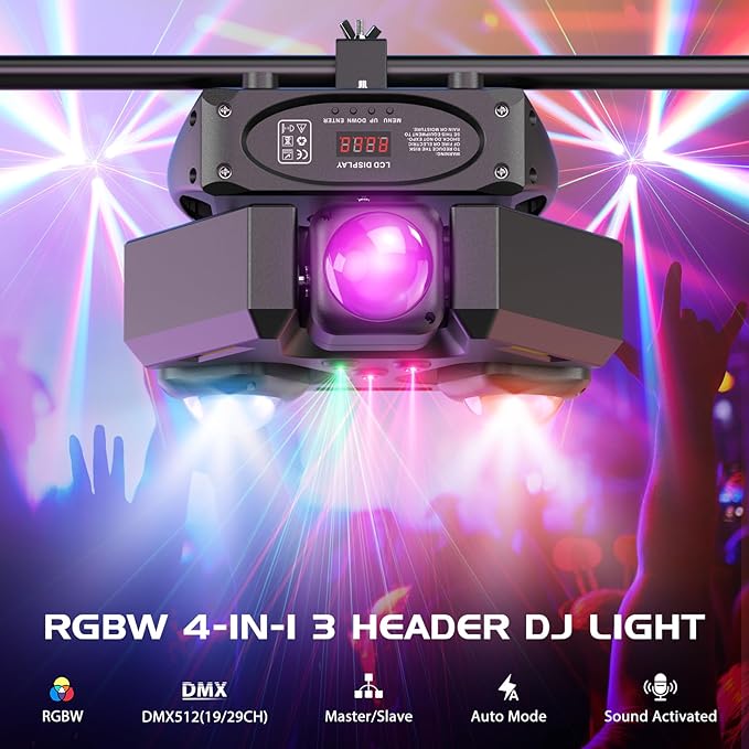 Three Head Rotation Moving Head Stage Lights 9 X 10W RGB LED DJ Lighting - Image 2