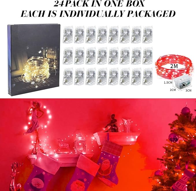 ZGWJ 24 Pack Fairy Lights Battery Operated, 7ft 20 Mini LED Fairy String Lights - Image 6
