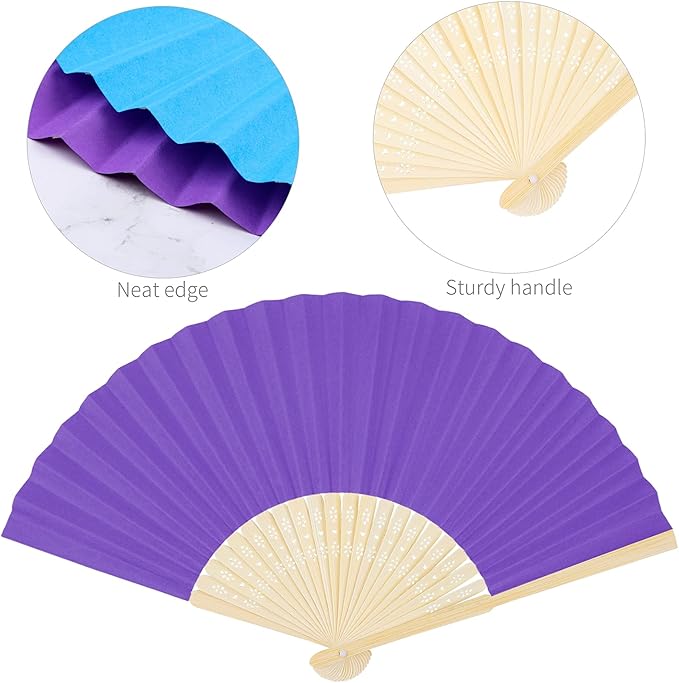 Aneco 36 Pieces Handheld Paper Fans Paper Folding Fans - Image 3