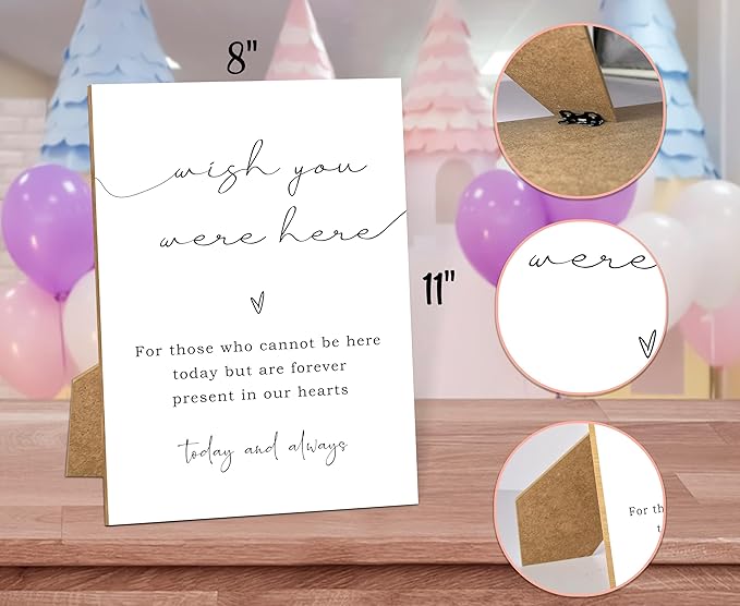 Wish You Were Here, Wedding Memorial Sign, 8x11 White Minimalist Style Memorial - Image 2