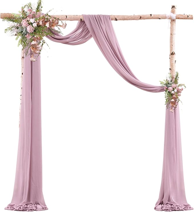 Arch Drapes for Wedding Arch Draping Fabric Dusty Rose Sheer Backdrop Curtain - Image 2