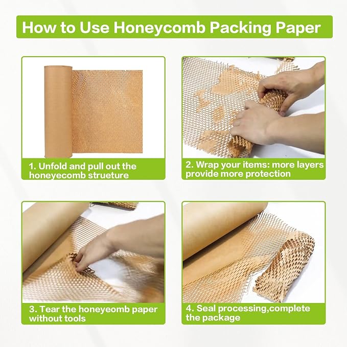 Honeycomb Packing Paper 20" x 1500' Recyclable Cushion Packing Paper Expanding - Image 4