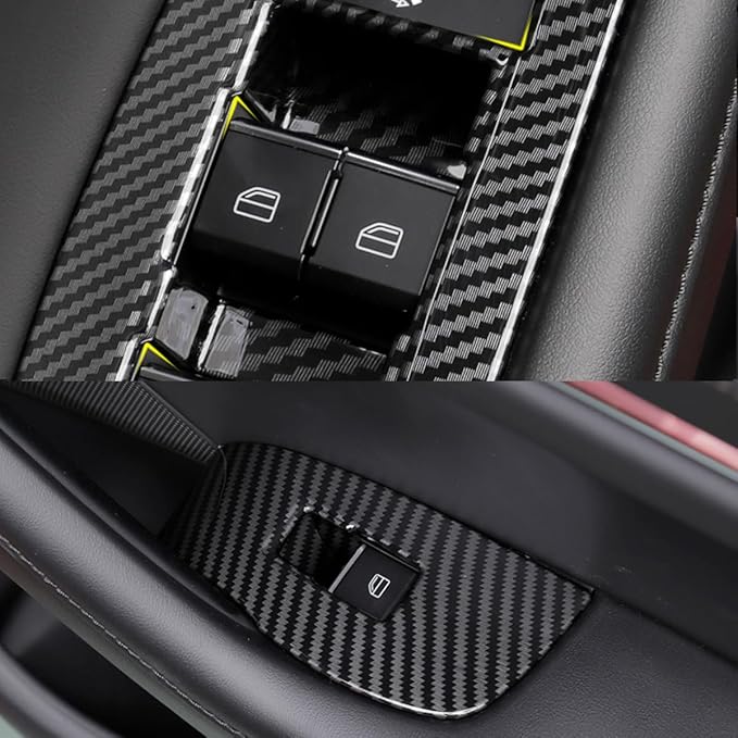 4pcs Carbon Fiber Style Front Rear Doors Window Glass Lift Switch Panel Cover - Image 7