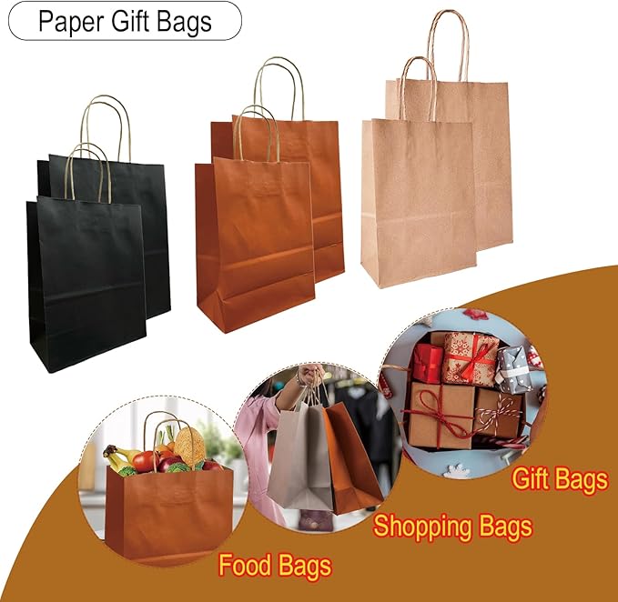 BAG BOX 25 Pack Small 5.9x3.1x8.25 Inch Orange Kraft Paper Gift Bags - Image 3