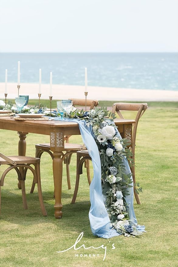 Ling's Moment Flower Garland - 6FT Eucalyptus & Rose - Sweetheart Table Decor - Image 5