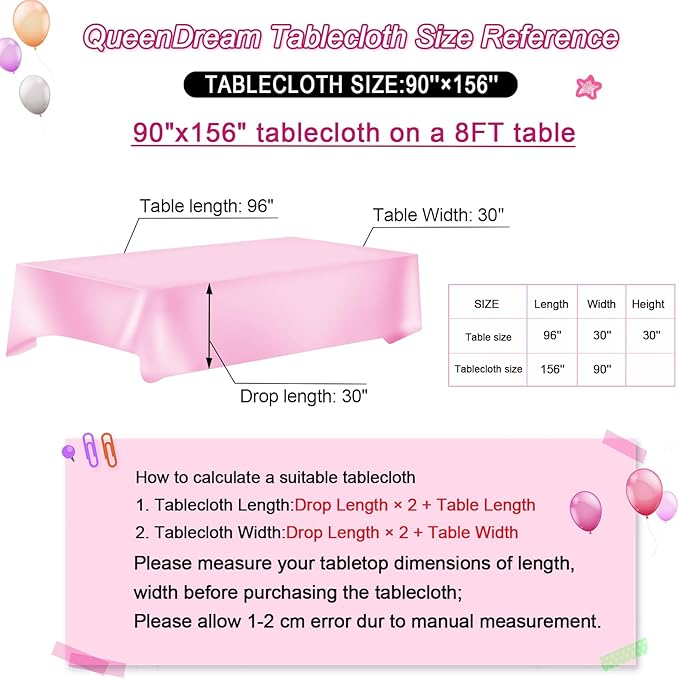 QueenDream Hot Pink Wedding Sequin Tablecloth 90 x 156 Inch Rectangle Glitter - Image 5