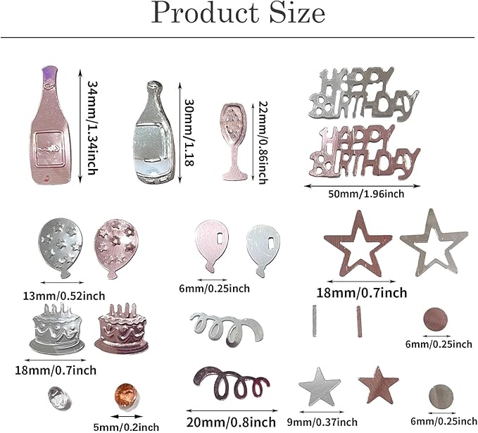 Pink Happy Birthday Confetti, Birthday Decorations Confetti Metallic Foil Table - Image 2