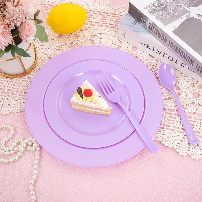 KIRE 150 PCS Purple Plastic Plates - Image 7