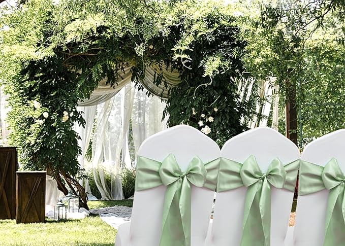 50 Pack Satin Sage Green Chair Sashes - Image 5