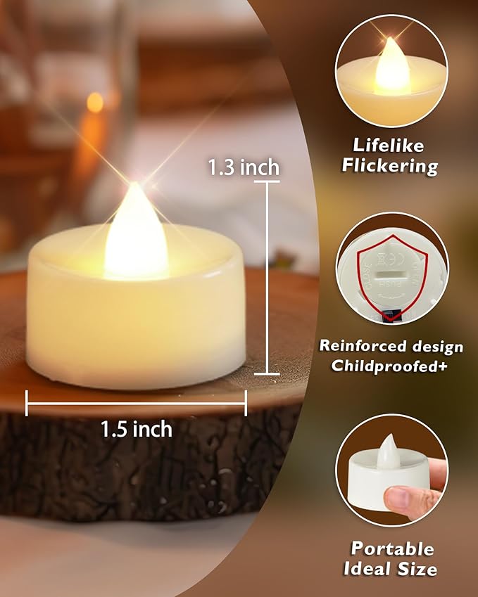 Homemory 100 Pcs Battery Tea Lights Bulk, Flameless Flickering Warm White - Image 5