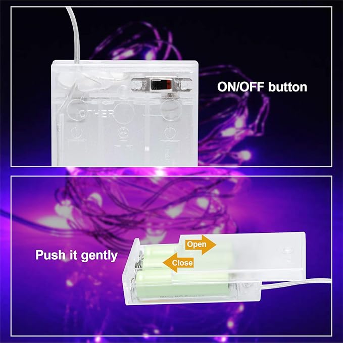 ANJAYLIA 2 Pack 16Ft 50 LED Purple Fairy Lights Battery Operated String Lights - Image 5