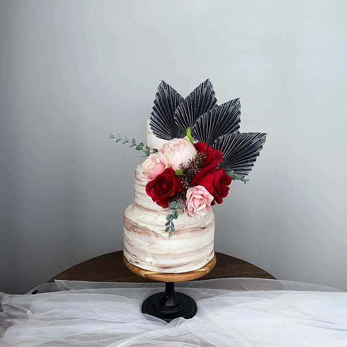Gyufise 6Pcs Paper Palm Fan Cake Toppers Palm Spear Leaves Fan Cupcake Toppers - Image 4