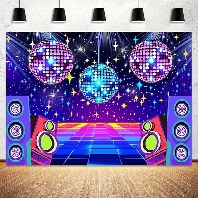 Disco Backdrop 7 x 5 ft Retro Glow Party 70s 80s 90s Theme Stage Dance - Image 5