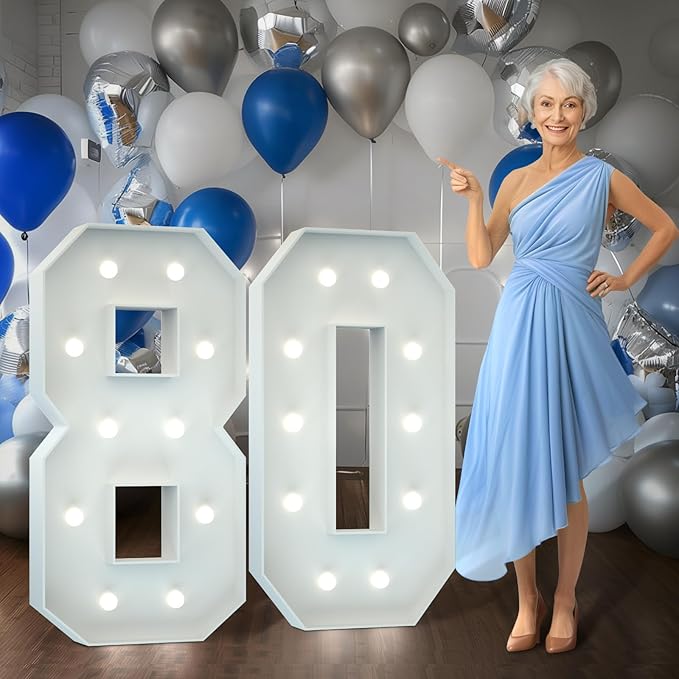 Marquee Numbers 4 Feet Tall Big Light Up Numbers 80th Birthday Decorations by Letsmakeitimpressive