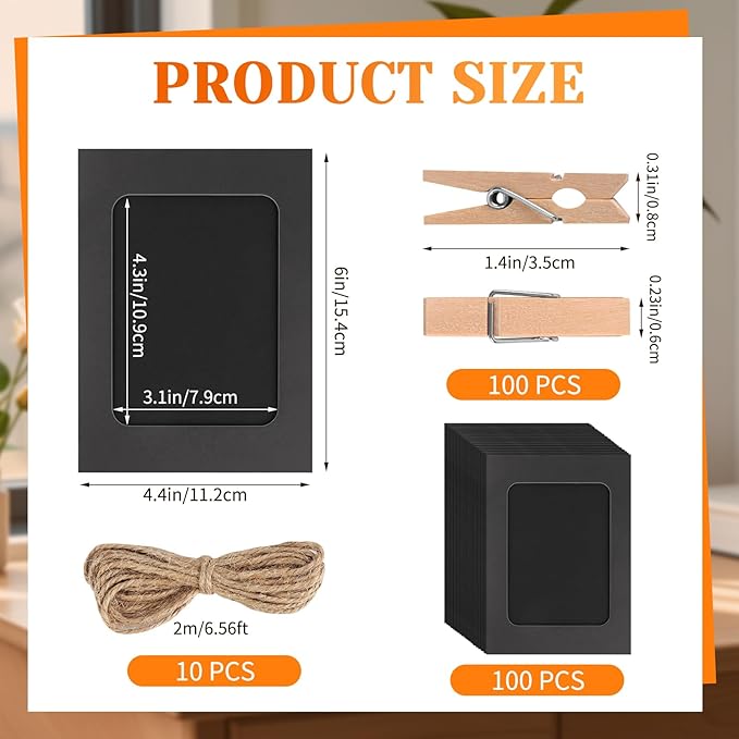 100 Pack Paper Picture Frames, 4x6 Inch Photo Strip Frame Hanging Photo Display - Image 2