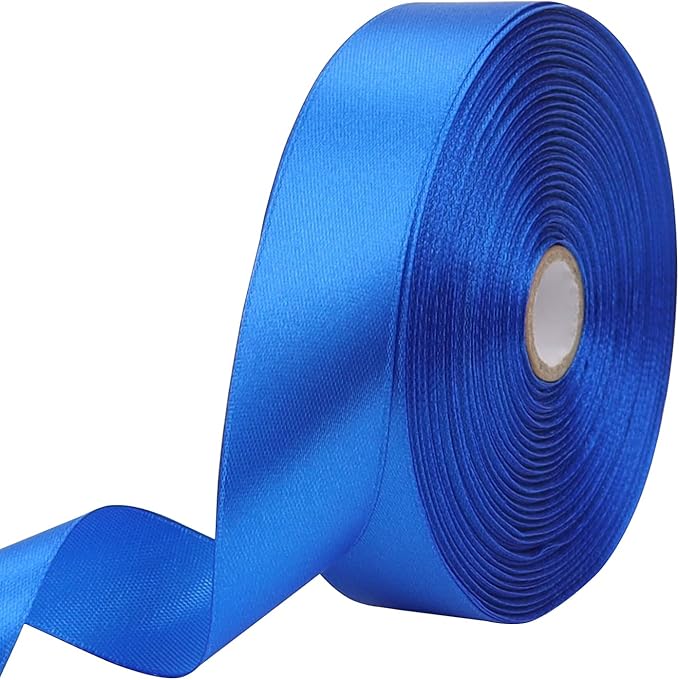 Blue Solid Satin Ribbon 1 Inch 50 Yards Solid Polyester Fabric Ribbon by Riunbb