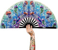 13" Large Rave Fan Bamboo, Folding Clack Hand Fans Foldable by Raveahem