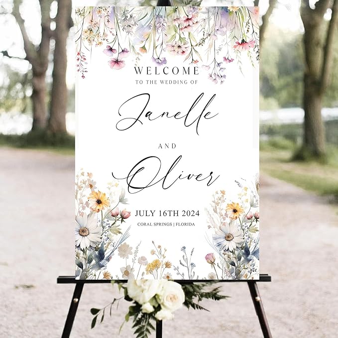 Generic Wildflower Welcome Sign, Wedding Welcome Sign, 24x36 Inches - Image 3