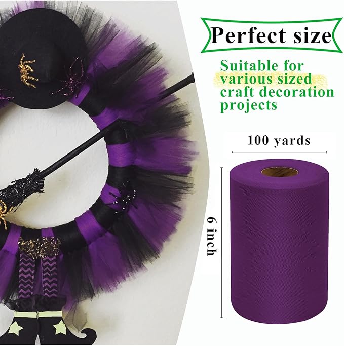 Plum Tulle Fabric Rolls 6 Inch by 100 Yards Fabric Spool Tulle Ribbon - Image 2