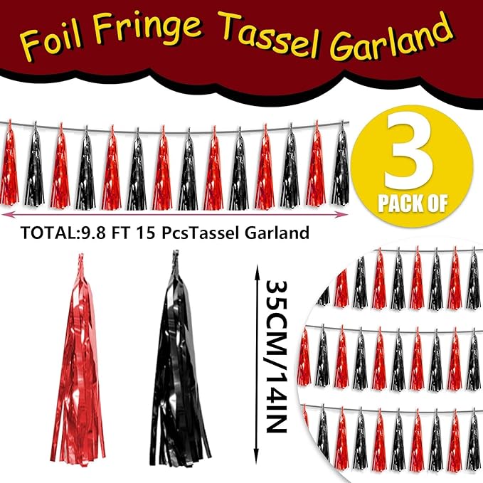 3P Metallic Fringe Tassel Banner Garland Foil Tinsel Streamer Wall Hanging - Image 2